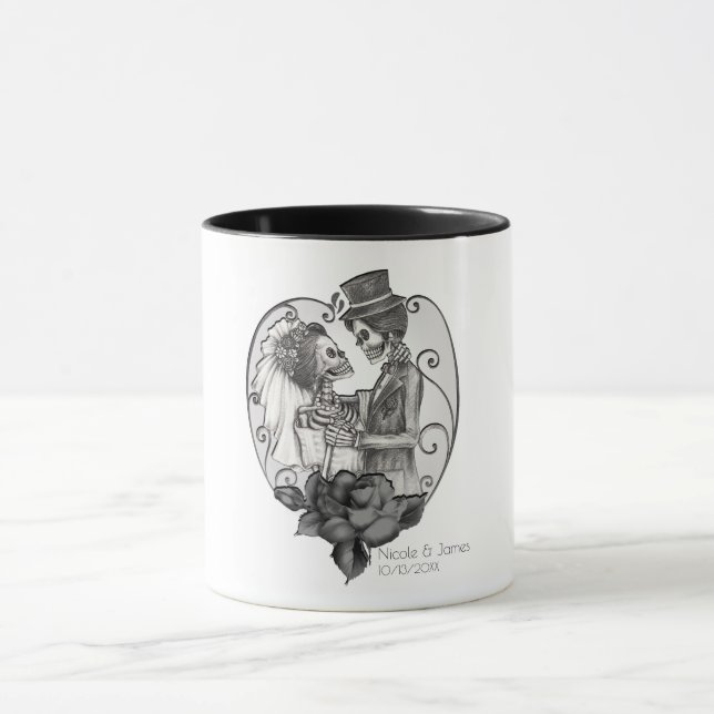 Skeleton Liebe Ehetanz Gotische Hochzeit Tasse (Zentrum)