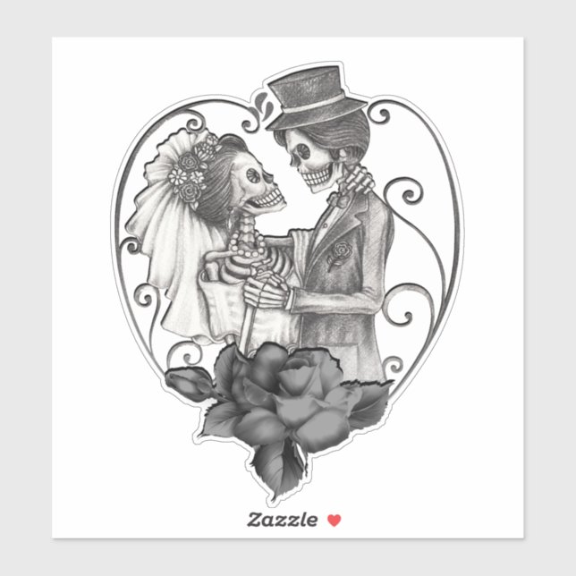 Skeleton Liebe Paare Ehe Dance Hochzeit Aufkleber (Blatt)