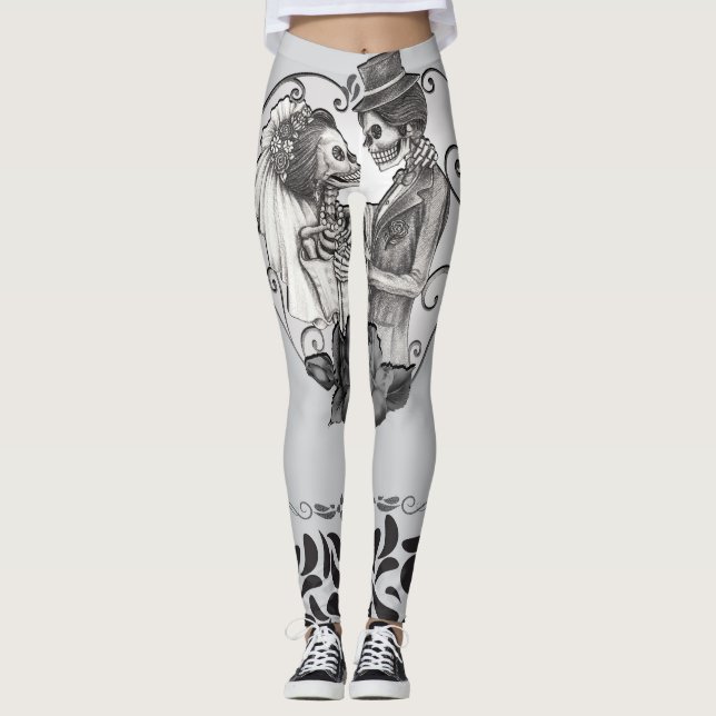 Skeleton Liebe Paare Ehetanz Leggings (Vorderseite)