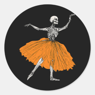 Skeleton Llerina Dance Tutu Spooky Llet Dancer Hal Runder Aufkleber