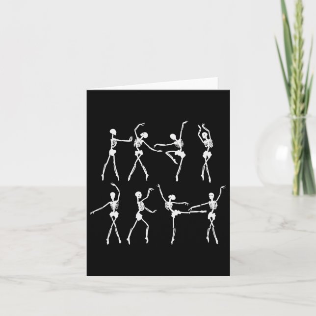 Skeleton Llerinas Llet Dance Niedlich Halloween Co Karte (Vorderseite)