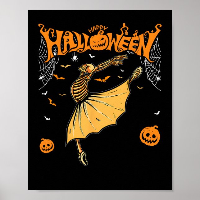 Skeleton Llerinas Llet Dance Niedlich Halloween Co Poster (Vorne)