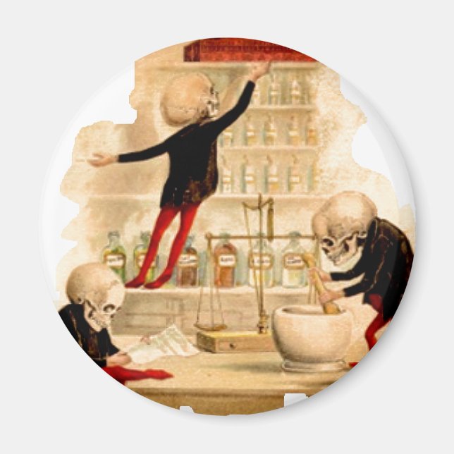 Skeleton Mad Scientists Skull Halloween-Party Deko Magnet (Vorne)