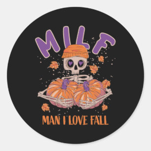 Skeleton Man I Liebe Fall Fun Skeleton Pumpkin Hal Runder Aufkleber