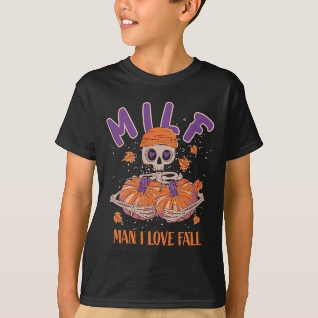 Skeleton Man I Liebe Fall Fun Skeleton Pumpkin Hal T-Shirt (Vorderseite)