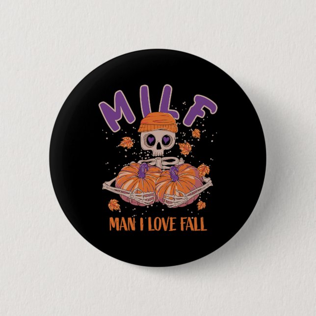 Skeleton Man I Liebe Fall Funny Skeleton Pumpkin H Button (Vorderseite)