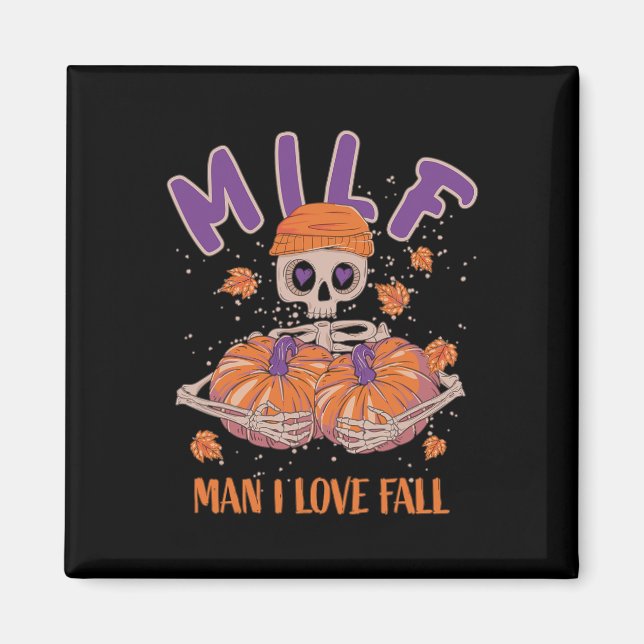 Skeleton Man I Liebe Fall Funny Skeleton Pumpkin H Magnet (Vorne)