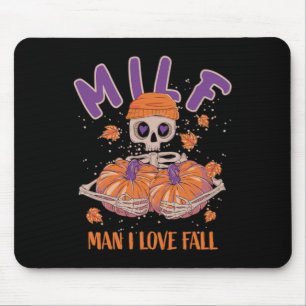 Skeleton Man I Liebe Fall Funny Skeleton Pumpkin H Mousepad