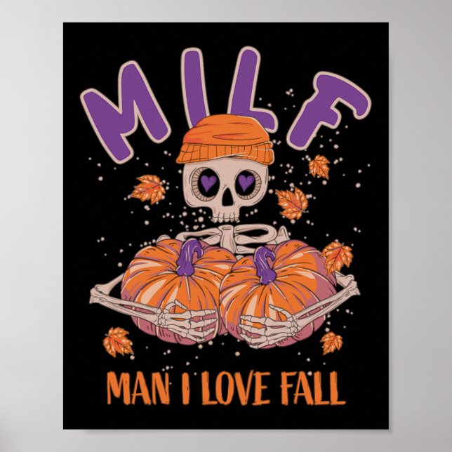 Skeleton Man I Liebe Fall Funny Skeleton Pumpkin H Poster (Vorne)
