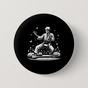 Skeleton Martial Art Karate Judo Player Halloween Button