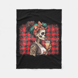Skeleton Messy Bun Coffee Mama Kostüme Fleecedecke
