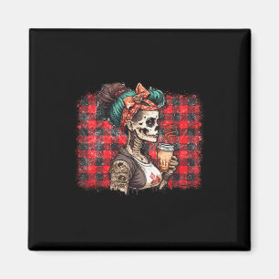 Skeleton Messy Bun Coffee Mama Kostüme Magnet