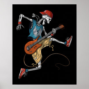 Skeleton Metal Gitarrist Poster
