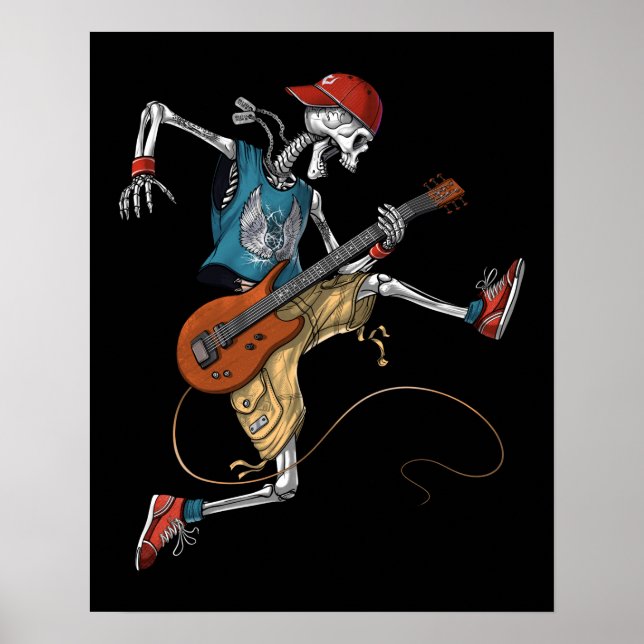 Skeleton Metal Gitarrist Poster (Vorne)