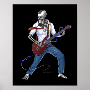 Skeleton Metal Music Gitarrist Poster