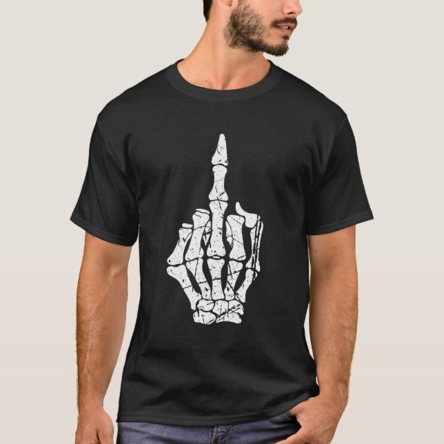 Skeleton Middle Finger T-Shirt (Vorderseite)