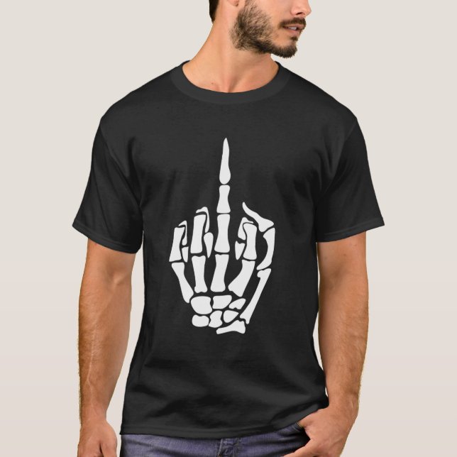 Skeleton Middle Finger T-Shirt (Vorderseite)