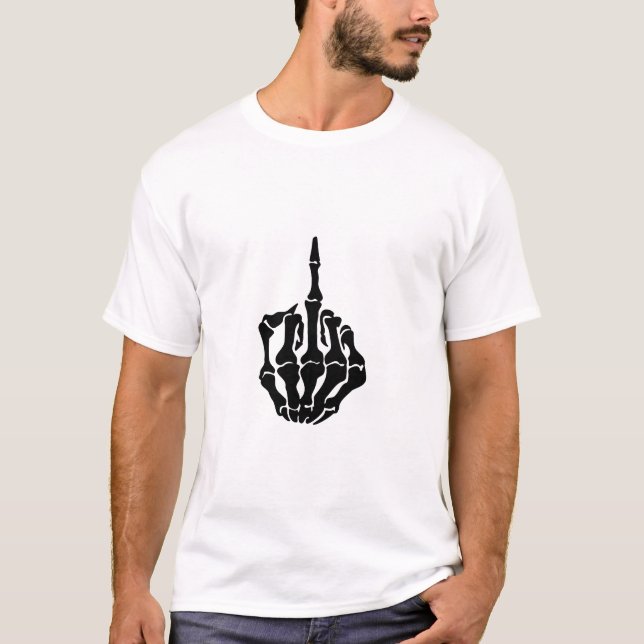 Skeleton Middle Finger White Men T - Shirt (Vorderseite)