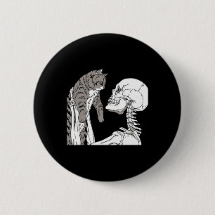 Skeleton mit einem katzenartigen Halloween-Kostüm  Button