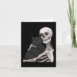 Skeleton mit einem katzenartigen Halloween-Kostüm Karte