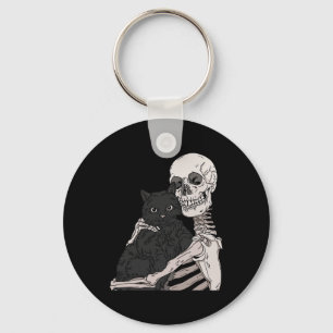 Skeleton mit einem katzenartigen Halloween-Kostüm  Schlüsselanhänger