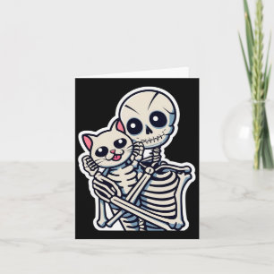 Skeleton mit einem katzenartigen Shirt, ein katzen Karte