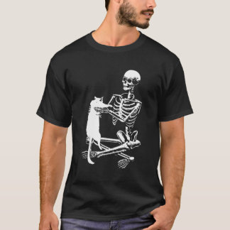 Skeleton mit einem katzenartigen Shirt, ein katzen T-Shirt