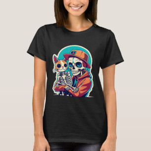 Skeleton mit einem katzenartigen Shirt, ein katzen T-Shirt