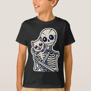 Skeleton mit einem katzenartigen Shirt, ein katzen T-Shirt