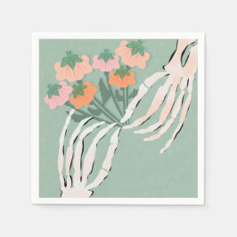 Skeleton mit Pumpkin Bouquet Halloween Bridal Serviette