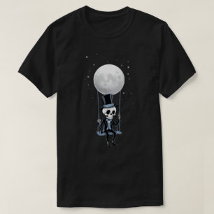 Skeleton Mond Swing Rock and Roll Band Grafik Gif T-Shirt