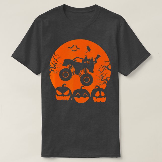 Skeleton Monster Truck Moon Candy Kleinkind Hallow T-Shirt (Design vorne)