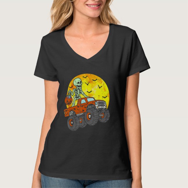 Skeleton Monster Truck Moon Candy Toddler Boys T-Shirt (Vorderseite)