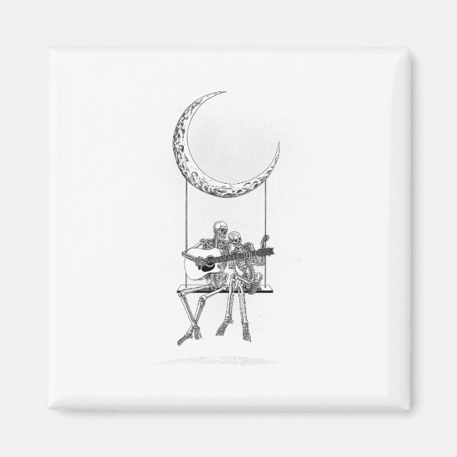 Skeleton Moon Band T-Shirts - Rock and Roll Konzer Magnet (Vorne)