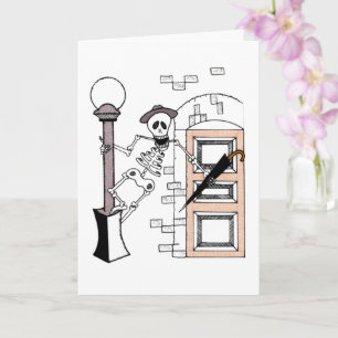 Skeleton Movie Star Singen mit Regenschirm Karte