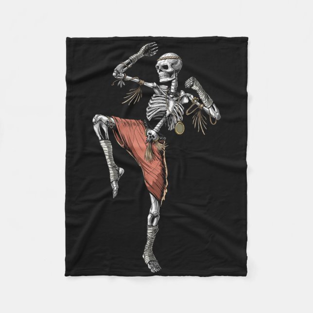 Skeleton Muay Thai Boxing Karate Kickboxing Martia Fleecedecke (Vorderseite)
