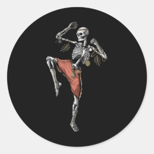 Skeleton Muay Thai Boxing Karate Kickboxing Martia Runder Aufkleber