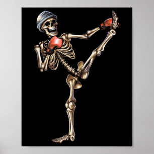 Skeleton Muay Thai Halloween Kickboxen Mma Kämpfer Poster