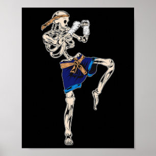 Skeleton Muay Thai Halloween Kickboxen Mma Kämpfer Poster