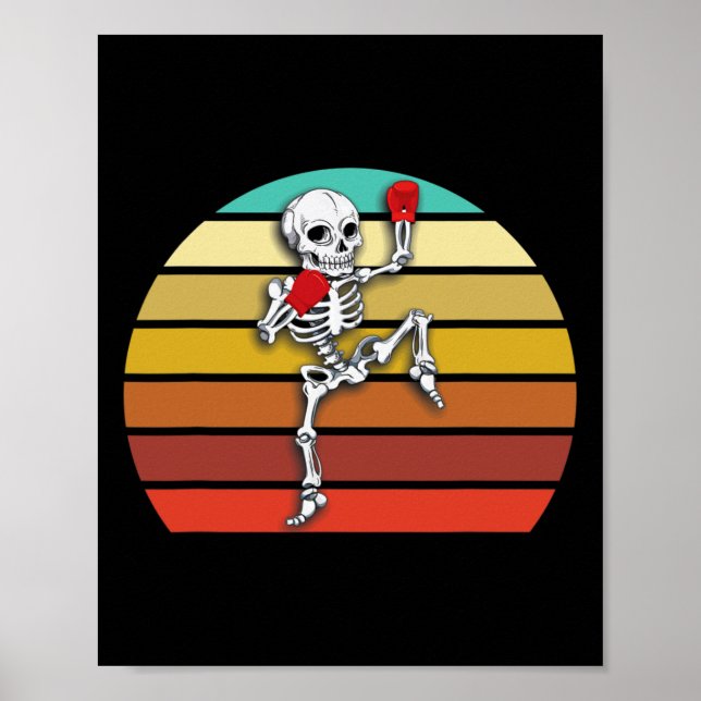 Skeleton Muay Thai Halloween Kickboxen Mma  Poster (Vorne)