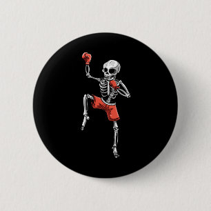 Skeleton Muay Thai Halloween Kickboxing Mixed Mart Button