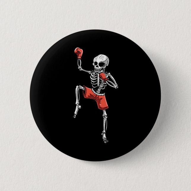 Skeleton Muay Thai Halloween Kickboxing Mixed Mart Button (Vorderseite)