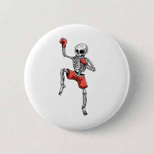 Skeleton Muay Thai Halloween Kickboxing Mixed Mart Button