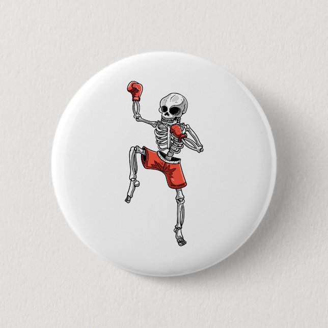 Skeleton Muay Thai Halloween Kickboxing Mixed Mart Button (Vorderseite)
