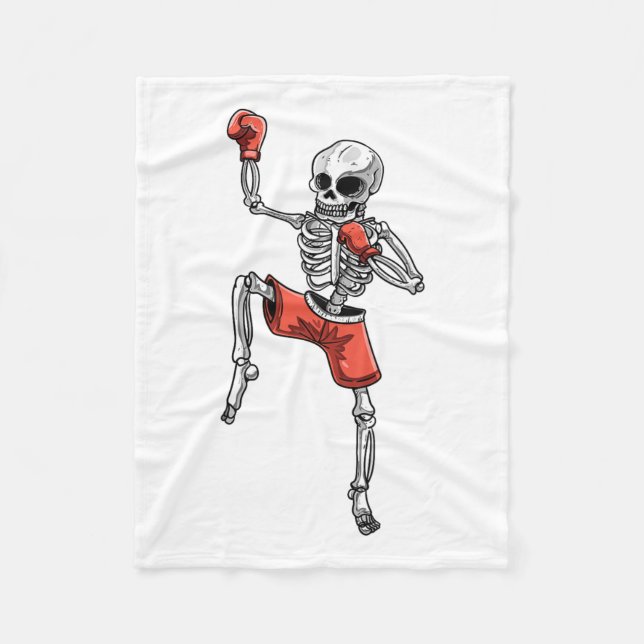 Skeleton Muay Thai Halloween Kickboxing Mixed Mart Fleecedecke (Vorderseite)