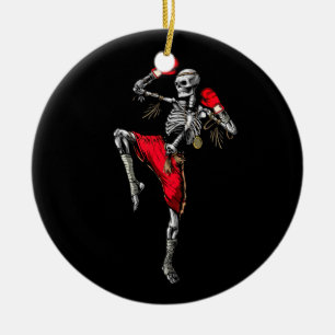 Skeleton Muay Thai Halloween Kickboxing MIXED MART Keramik Ornament
