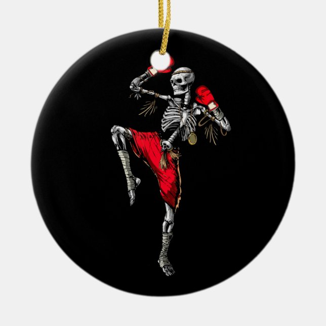 Skeleton Muay Thai Halloween Kickboxing MIXED MART Keramik Ornament (Vorne)