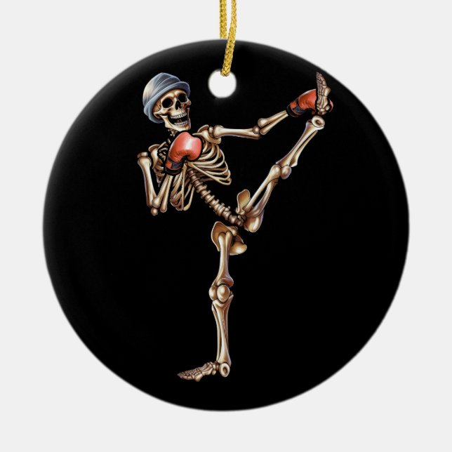 Skeleton Muay Thai Halloween Kickboxing MIXED MART Keramik Ornament (Vorne)