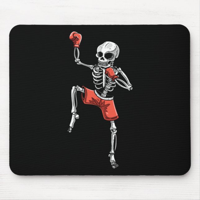 Skeleton Muay Thai Halloween Kickboxing Mixed Mart Mousepad (Vorne)