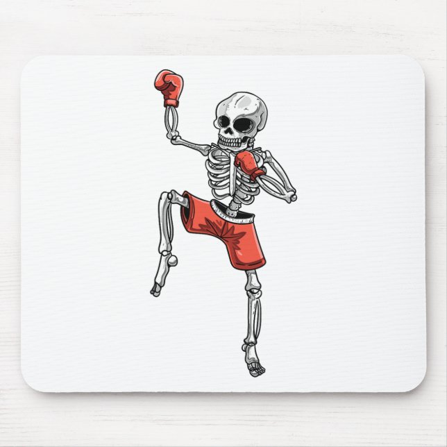 Skeleton Muay Thai Halloween Kickboxing Mixed Mart Mousepad (Vorne)